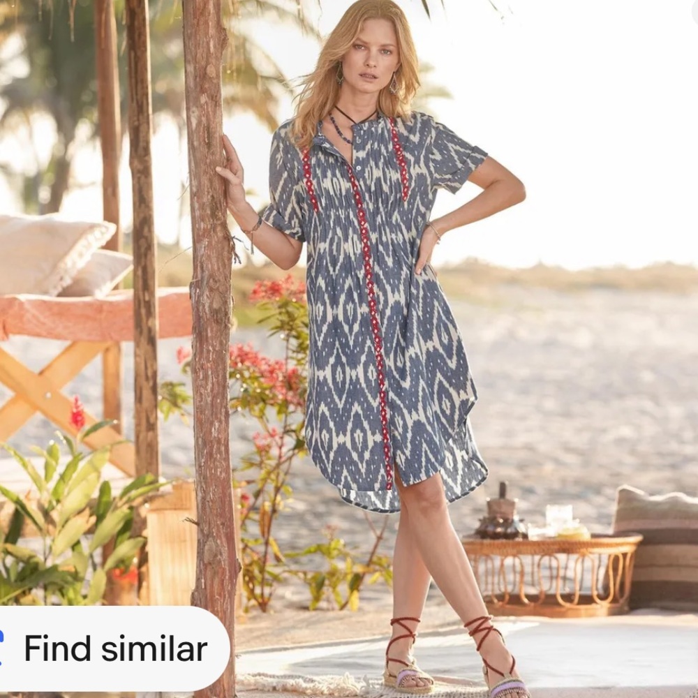 Sundance Women's Isabel Ikat Print‎ Shirt Dress Size M